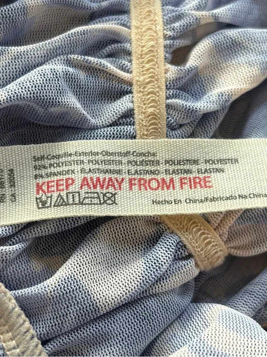 Free People Under It All Bodysuit XS Porcelain Combo Blue Floral Mesh Ruched NWT - Picture 6 of 14